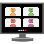 A virtual meeting with four people in attendance