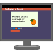 Computer screen with grabbingasnack.com on it.